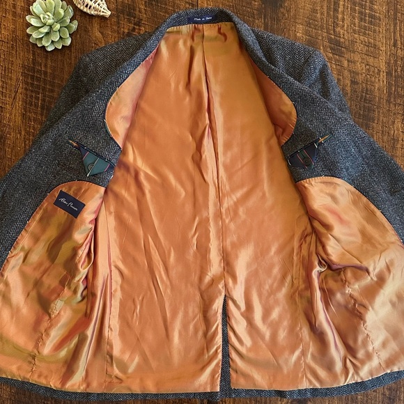 Alan Flusser | Classic 100% Wool Sports Jacket w/Leather Elbow Patches, 40R - Picture 6 of 11